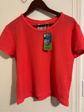 NWT Carmen Mesh Cropped Tee | Size Large | Pink Grapefruit